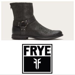 Men’s Frye Phillip Harness Black Moto Boots 9